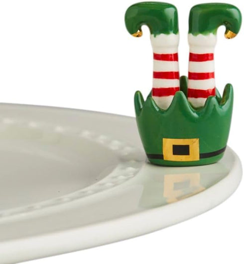 nora fleming Hand-Painted Jingle Toes (Elf Feet) Ceramic Christmas Decor, Winter Minis