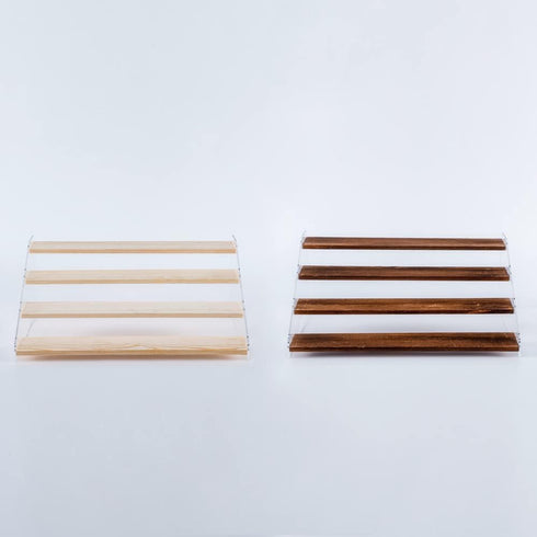 PACKGILO 1 Pack 4 16*10.6*6.3 inches Large Tier Acrylic Display Stand for Figures Wooden Risers Display Case for Craft