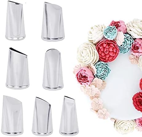 7 Pieces Rose Flower Piping Tips Set, Cake Decorating Tips and Icing Nozzles for Cupcake Decorating Kit