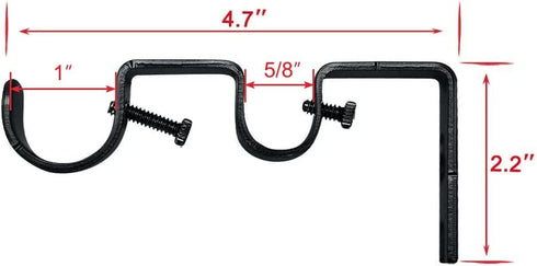 TLBTEK 3pcs Brown Heavy Duty Curtain Rod Brackets, Adjustable Wall Mount Holders for Window