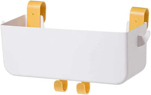 Bedside Hanging Caddy, Plastic Storage Shelf Holder for Phone, Glasses, Office Supplies in Dorm Room, Bathroom (White)