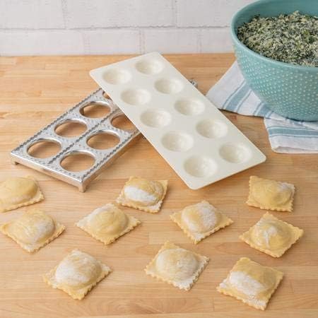 Ravioli Mold with Extra Large 2 1/2 Inch Squares, Makes 10 Italian Raviolis at a Time