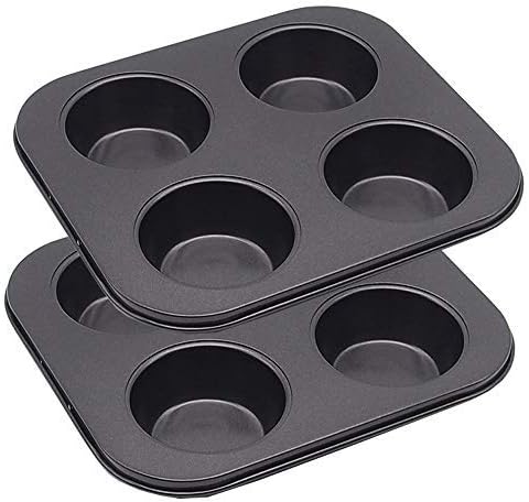 4 Cup Muffin Pan, 2 Pcs, 8.5 X 7.48 Inch, Air Fryer Small Oven Cupcake Baking Pan, Non-Stick Bakeware