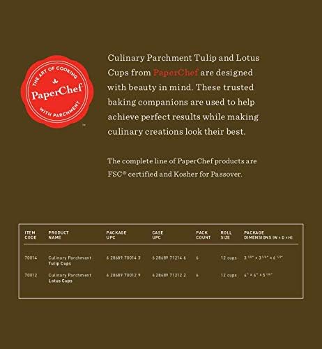 Parchment Lotus Baking Cups - Easy Release, Non-Stick Paper, 12 Count