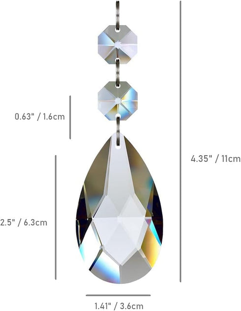 10pcs 63mm Teardrop Chandelier Crystals, Clear Crystal Chandelier Prisms Pendants Parts Beads, Hanging Decoration