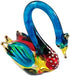 Tiny 2" High Multicolor Bending Neck Swan Waterfowl Bird Figurine, Miniature Hand Blown Painted Glass