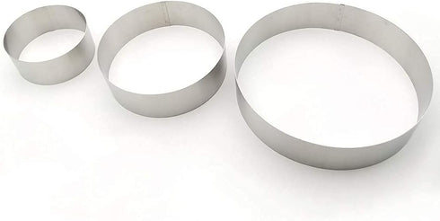 3 Tier Round Multilayer Anniversary Birthday Cake Baking Pans, Stainless Steel 3 Big Sizes Rings Set of 3