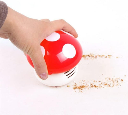 Sewroro Desktop Vacuum Cleaner, Mini Mushroom Shaped Table Dust Vacuum, Portable Corner Cleaner, Battery Operated Red
