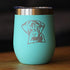 Bevvee Black Lab Face Wine Tumbler with Sliding Lid, Stemless Stainless Steel Insulated Cup for Outdoor Camping, Teal