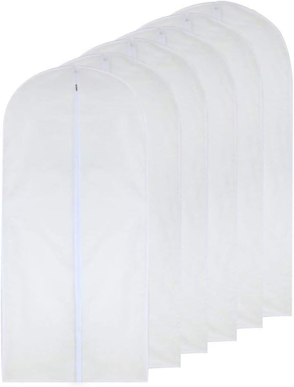 Garment Bag Clear 24'' x 48'' Long Suit Dust Cover for Dance Dress Clothes, Pack of 6
