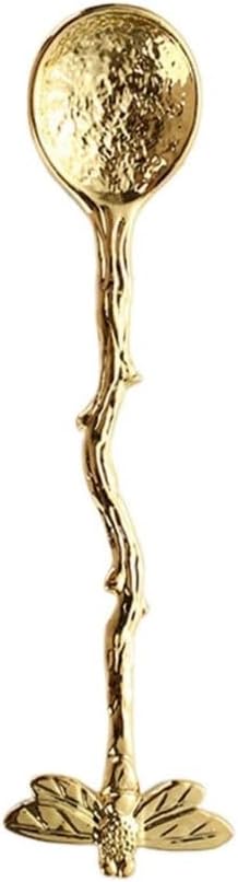 Gold Retro Dragonfly Spoon - Coffee Spoon, Teaspoon, Stainless Steel Tableware, Creative Sugar Spoon, Long Handle