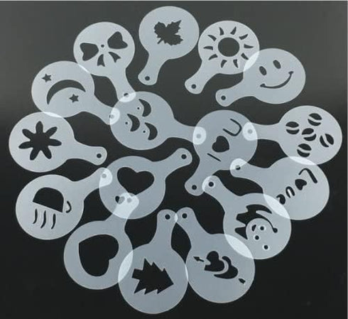 38 Cookie Stencils + Latte Art Pen - Cake Decoration Templates for Coffee & Cappuccino