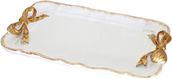 Vintage Decorative Tray, Jewelry Tray, Towel Tray, Storage Tray for Rings, Necklaces, Bracelets, Earrings, White