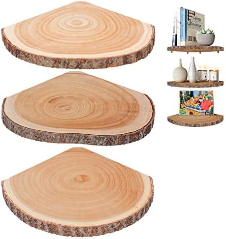 ShineZoom Corner Floating Shelves3Pcs Wood Corner Shelf Rustic Corner Shelves Wall Corner Shelf