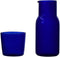 Tiktalk Bedside Water Carafe Set Glass Mouthwash Bottle Decorative for Bathroom, 19oz/550ml(Blue)