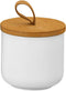 Ceramic Storage Jars, Elegant Airtight Canisters with Wooden Lid for Kitchen Spice Tea Sugar Storage (White)