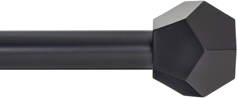 Ivilon Drapery Treatment Window Curtain Rod, Faceted Hexagonal 1 inch Pole, 16 to 28 Inch Black