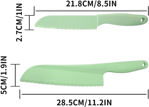 2Pcs Set,Professional Green Lettuce Knife Cutter kitchen Cooking plastic Serrated knife for Veggies, Salad,Fruit,Cake