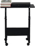 HomVent (Black-23.6" Wx15.7 Adjustable TV Tray Table Rolling Sofa Side Snack Table with Wheels Portable C-Shape Dinner