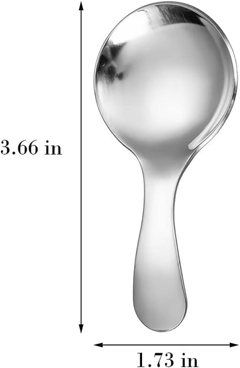 6PCS Dessert Tasting Spoons, Stainless Steel Short Handle Spoons Thickened Small Round Spoon For Home Kitchen Restaurant (Silver)