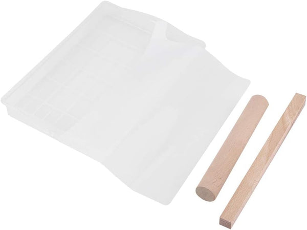 DIY Handmade Nougat Tools Tray Set - Silicone Nonstick Making Mat, Wooden Rolling Pin Baking Tools