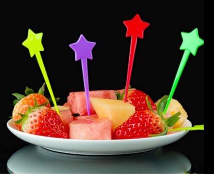 Comicfs 250 Pcs Plastic Star Toothpicks - 3.5'' Cocktail Sticks for Appetizers, Multicolor Disposable Picks