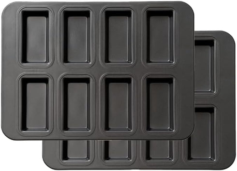 Mini Bread Pan, Carbon Steel Cake Mold, 8-Cavity Baking Pan for Mini Bars and Granola (Black)