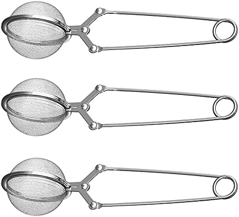 Snap Ball Tea Strainer 3 Pack, Tea Infuser with Handle, Fine Mesh Ball Tea Filter for Loose Leaf Tea, Spices