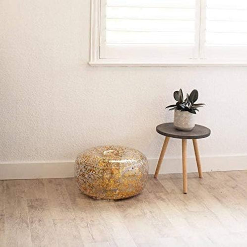 Air Candy Inflatable Ottoman BloChair Filled with Gold Glitter Perfect Inflatable Furniture for Kids and Adults. Can be