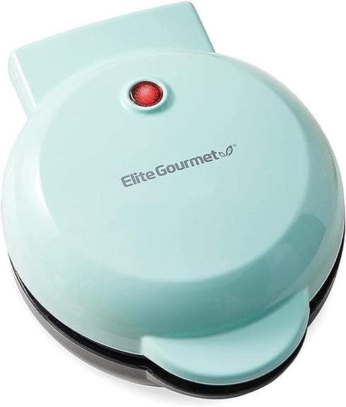 Elite Gourmet EWM013M# Mini Electric Waffle Maker, 5-inch Nonstick Cooking Surface for Belgian Waffles, Mint