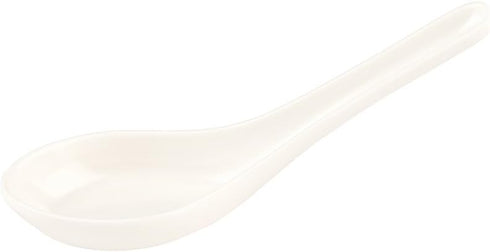Restaurantware Voga 4.8 x 1.5 x 1.5 Inch Asian Soup Spoons 10 Premium Wonton Soup Spoons - Sturdy Pair With Ramen Rice Or Dumplings White Melamine Pho Spoons For Homes Or Restaurants