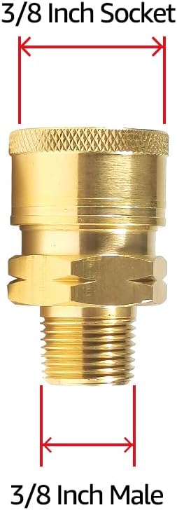 YAMATIC Pressure Washer Adapter Couplers, 3/8'' Quick Connect Socket to 3/8'' Male NPT Fitting, 5000 PSI (2 PCS)