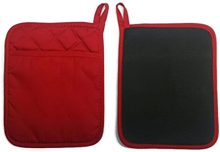 Home Collection Set of 2 Neoprene Pot Holders - 2 Red and 2 Black