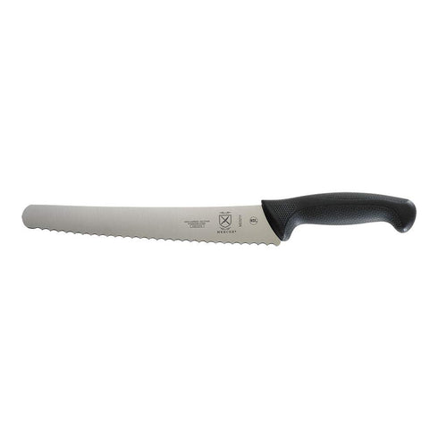 Mercer Culinary M23211 Millennia Black Handle Bread Knife, 10-Inch Left Handed Wavy Edge Wide