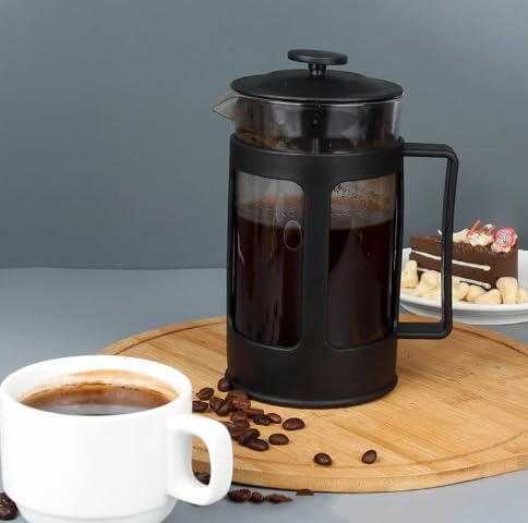 Roast'n Berry French Press Coffee Maker, Tea Maker, Travel Coffee Presses, Cold Brew Heat Resistant Thickened Borosilicate Coffee Pot for Camping Travel Gifts, Black by Roast'n Berry