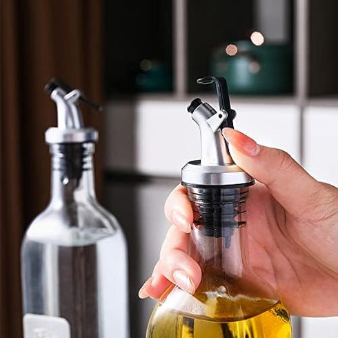Auconda 5 Pack Oil Spouts, Olive Oil Vinegar Bottle Stopper Dispenser with Tube Brush, Leakproof Bottle Spouts