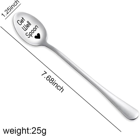 Get Well Soon Gifts Spoon for Best Friend Friendship Gifts for Girls Boys Inspirational Cheer Up Gifts for Daughter Sister Surgery Recovery Gifts for Dad Mom Motivational Gifts Soup Ice Cream Spoons