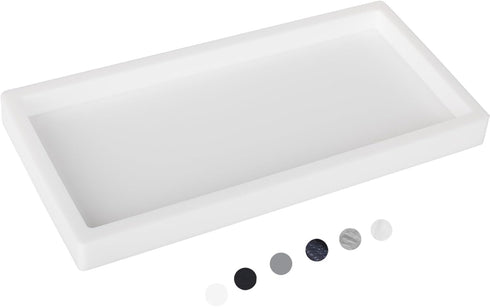 White Small Bathroom Tray, Silicone Vanity Tray for Soap Dish, Sponge Holder, Kitchen Sink Organizer for Countertop