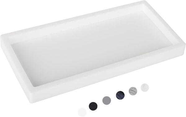 White Small Bathroom Tray, Silicone Vanity Tray for Soap Dish, Sponge Holder, Kitchen Sink Organizer for Countertop