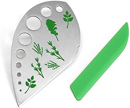 Herb Stripper, Jiaedge Green 9 holes Stainless Steel Kitchen Herbs Leaf Stripping Tool for Kale, Collard Greens, Thyme,
