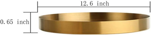 UniDes Tray,12.6 Inch Round Gold Brass Decorative Tray for Modern Home,Stainless Steel Serving Tray for Vanity