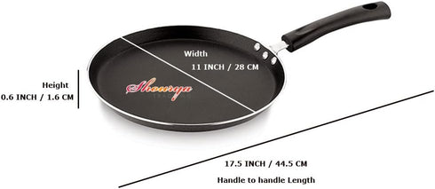 Non Stick Dosa Pan or Roti Tawa,Big Dosa Pan Size-285 mm,Thickness 2.6mm,Non Stick Dosa Tawa,Round Griddle,Cookware pan- Color -Black by Shourya Trading