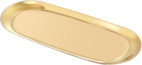 Stainless Steel Oval Towel/Dish Plate - Tea/Fruit Storage Trays, Cosmetics Jewelry Organizer, Gold
