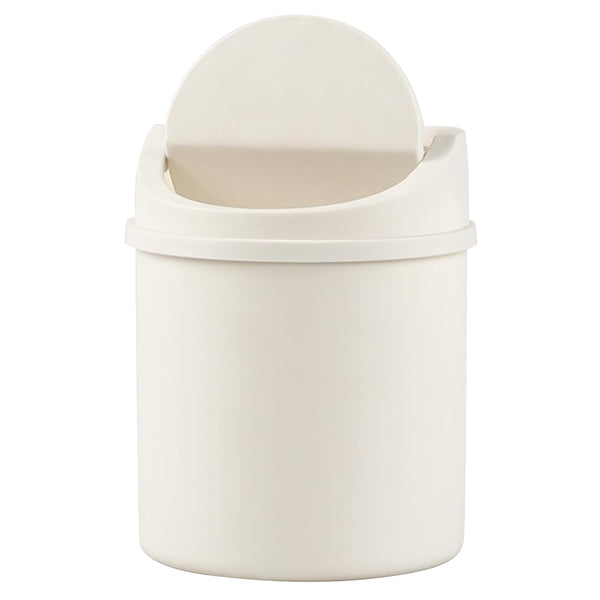 Tiny Plastic Garbage Can 0.7 Gallon, Mini Trash Can with Swing-Top Lid, White