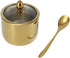 Gold Stainless Steel Sugar Bowl, Spice Jar Seasoning Pot with Lid and Spoon