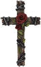 Polly House 10" Rose with Wood Look Resin CROSS Wall Decoration, Great for Gifts