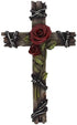 Polly House 10" Rose with Wood Look Resin CROSS Wall Decoration, Great for Gifts