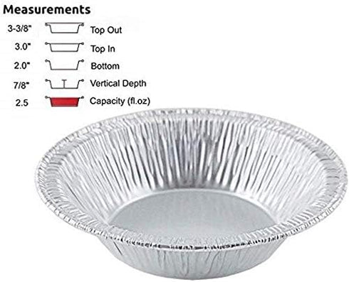 PACTOGO Mini Silver Disposable Aluminum Foil Tart Pans - 3" Baking Pie Tins (Pack of 50)