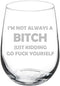 MIP Funny Wine Glass Goblet - I'm Not Always A B*tch Just Kidding (17 oz Stemless)