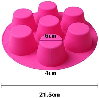 7 Cavity Silicone Air Fryer Muffin Pans, Nonstick Brownie Cake Mold, Round Pudding Cupcake Recipe Tray